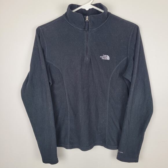 The North Face Womens Medium Black TKA 100 Fleece 1/4 Zip Pullover Jacket - Picture 1 of 4
